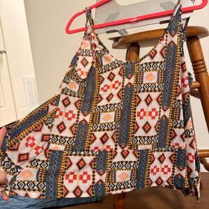H&M Patterned Geo Print Tank Top in Navy, Red, Yellow, Cream